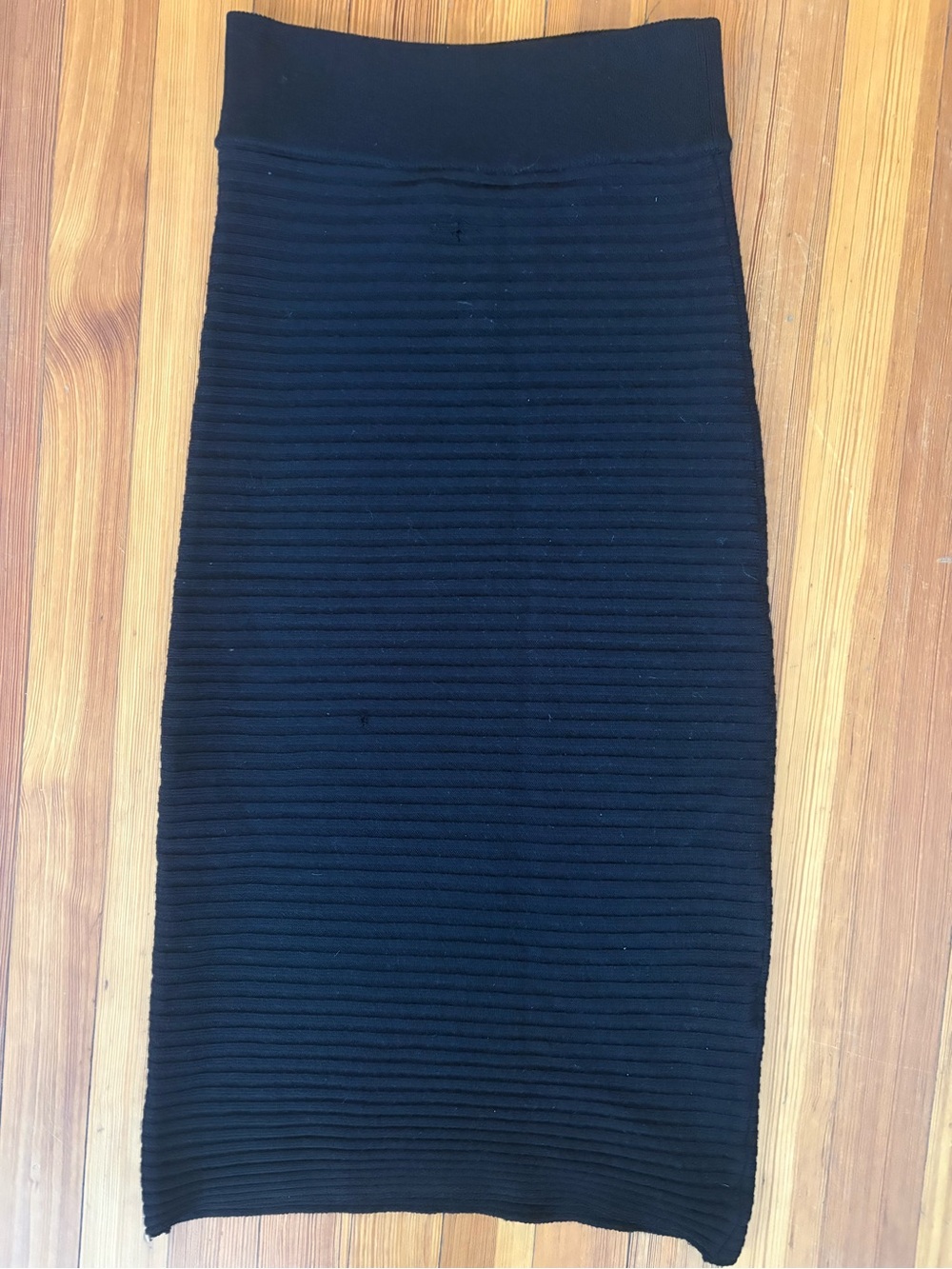 Plastic Island Black Ribbed Pencil Skirt